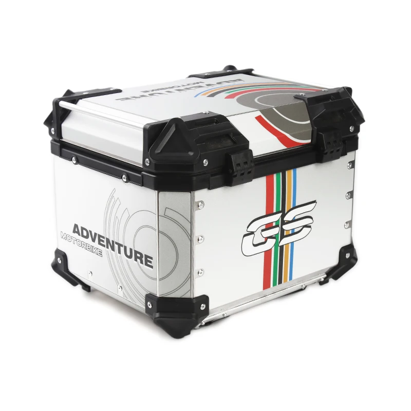 55L Large Size High Quality Metal Saddle Scooter Trunk Luggage Alloy Bracket Box Bandage Rope Motorcycle Top Case Aluminum