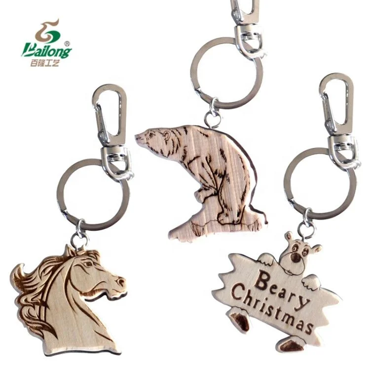 Laser engraved custom logo key chain souvenir wood custom keychain