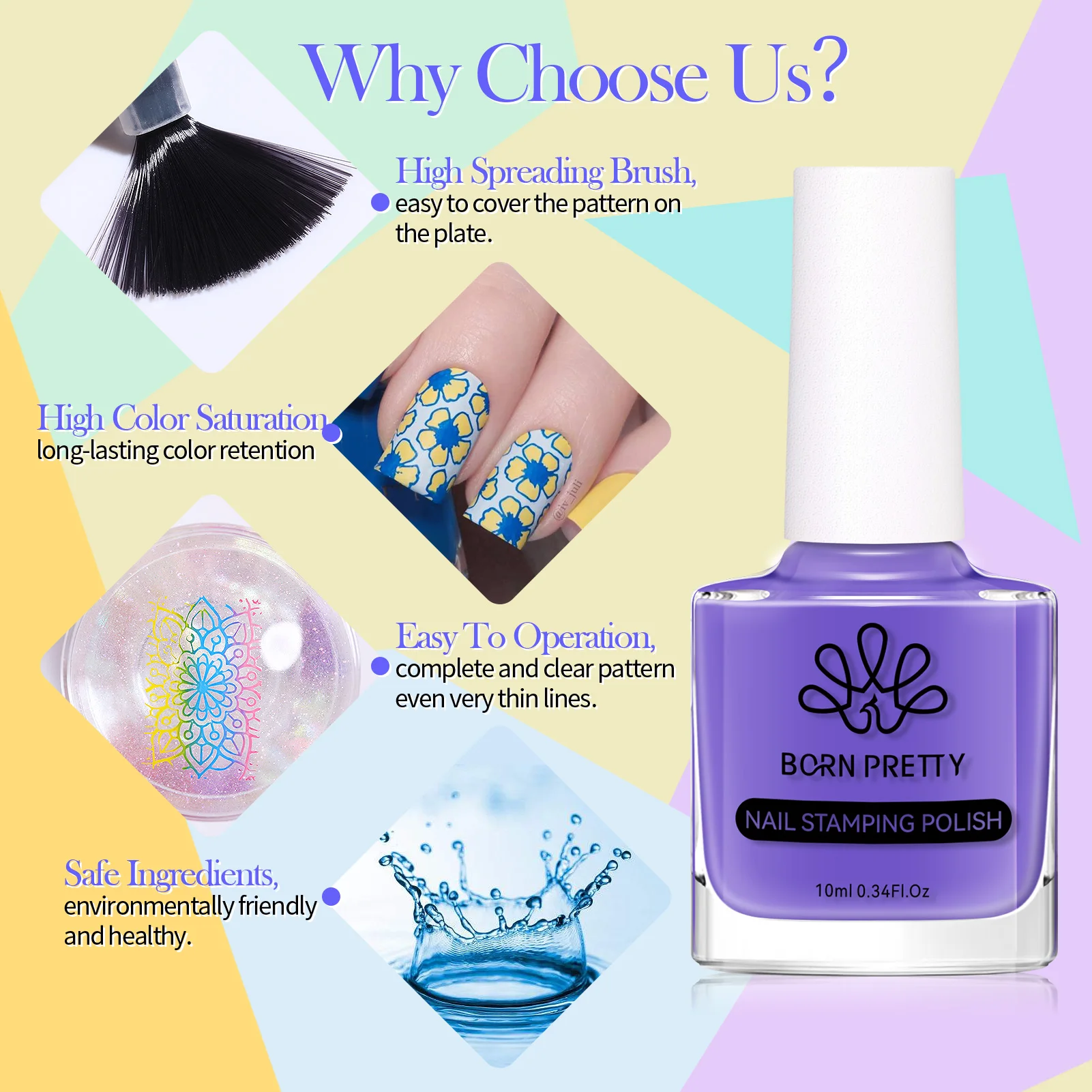 BORN PRETTY 12 Colors 10ml Nail Stamping Polish Set Black White Gold Silver Nail Art Plates Stamp Oil