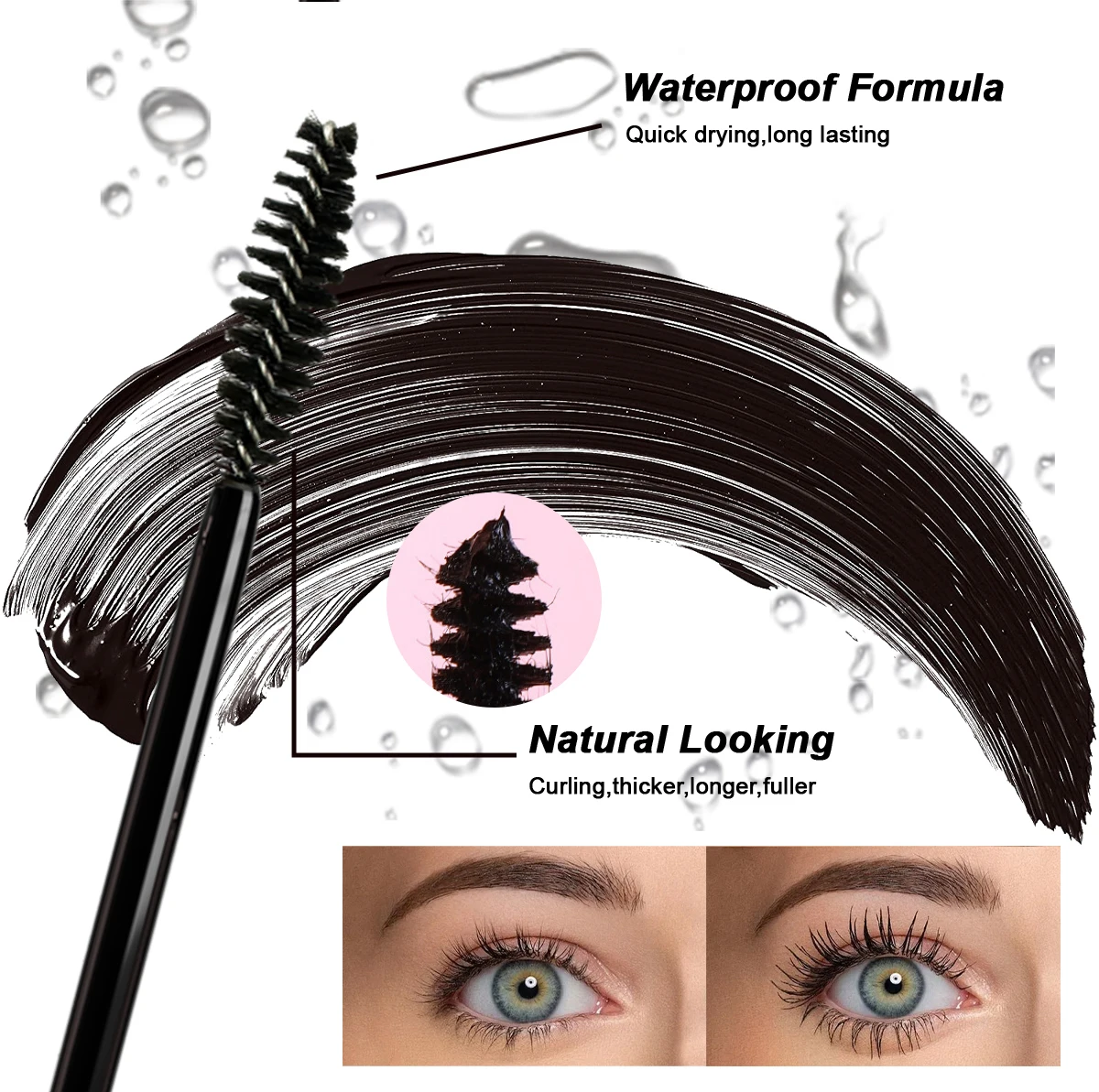 New Cosmetic Wholesale Custom Makeup Oil Free Lash Growing OEM Private Label Castor Black Vegan Cruelty Mascara