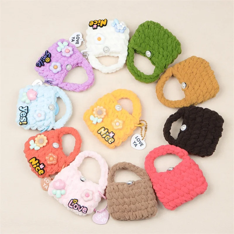 Многофункциональный популярный дизайн маленький мешочек из шерсти крючком вязаный мини кошелек для монет сумка для наушников для женщин