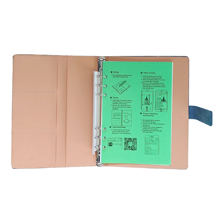Ready to ship A5 PU Leather 6 Ring Loose Leaf Budget Binder Planner Reusable Notebook With Cash Envelope