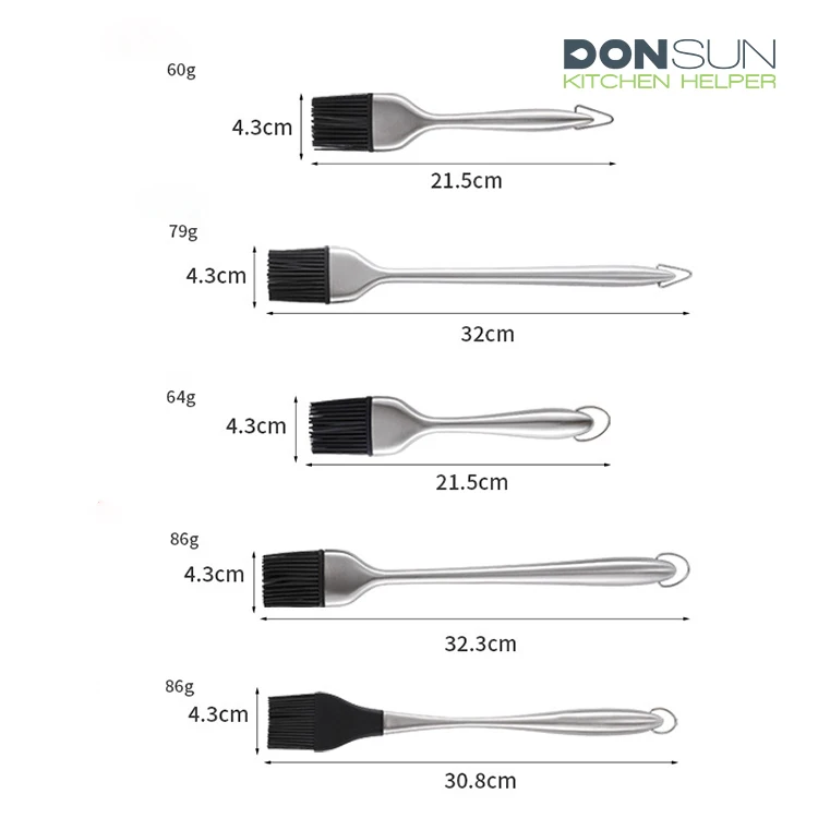 Dishwasher Safe Heat Resistant BBQ Silicone Basting Brush with stainless steel handle