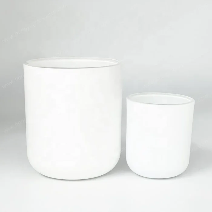 HONGYU 3oz 8oz Matte White Candle Jars Aura Candle Vessels Round Bottom with Lids and Box White Glass Jar for Scented Candle