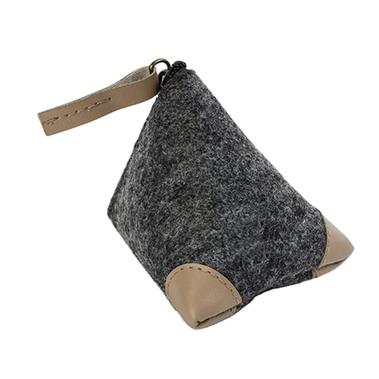 Flet Fabric Triangle Coin Sorter Wallet with Leather Wrist Strap