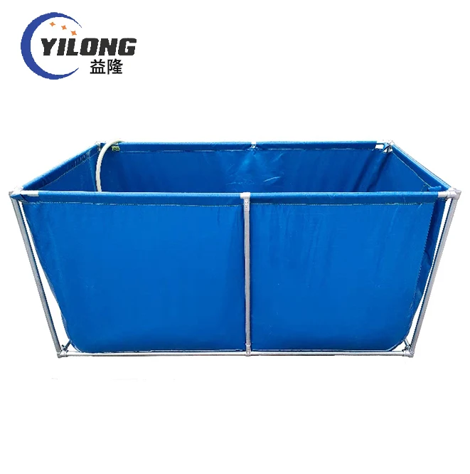 Outdoor steel frame reinforced tarpaulin collapsible rectangular water tanks foldable fish farm tanks