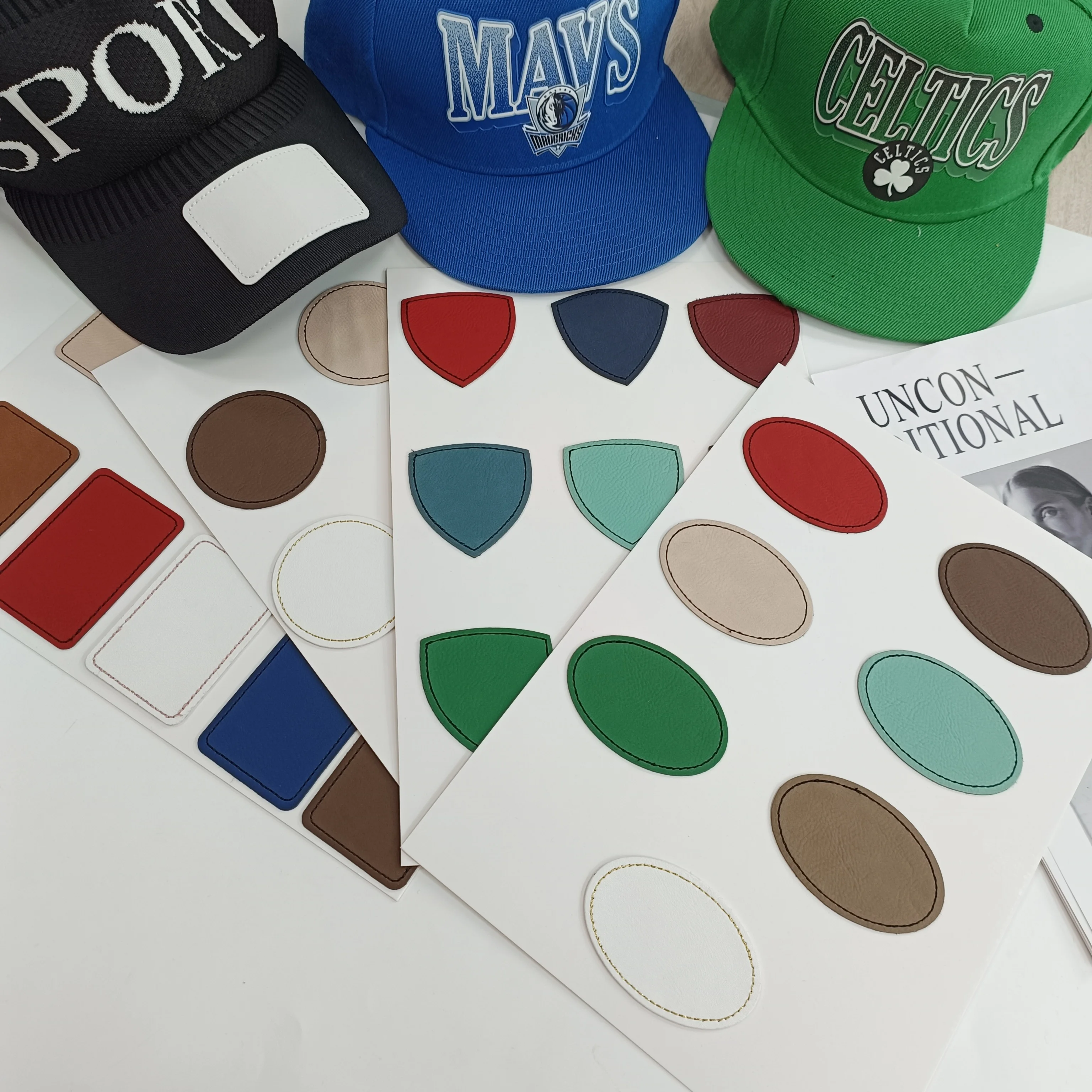 Factory wholesale PU leather engraved label color changing leather patch label