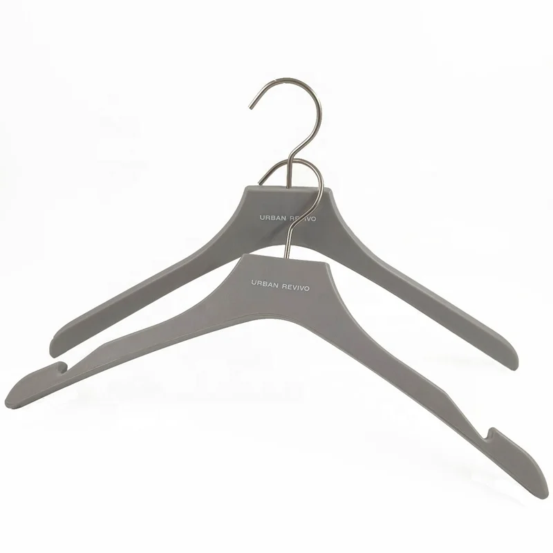 Grey Color Strong Solid Flat Plastic Top Shirt and Dress Clothes Hanger With Customized logo