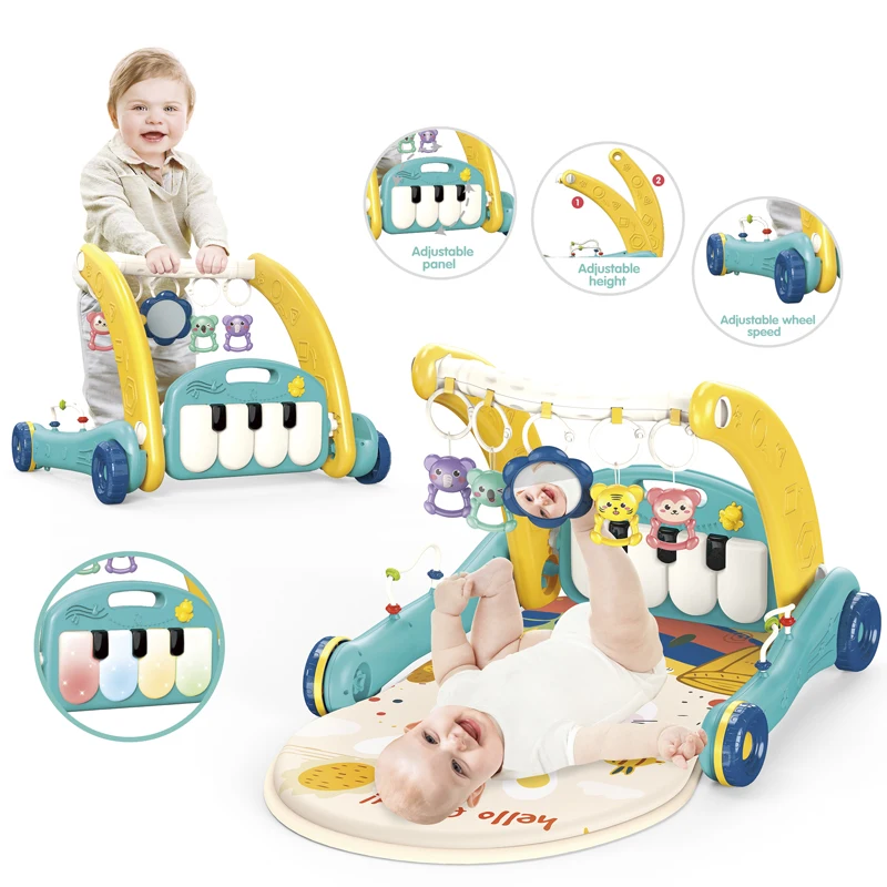 Rack and Walker Baby 2 in 1 Play Mat for Toddlers with Music Baby Walker for Learn to Walk Push/Pull Toys & Walkers