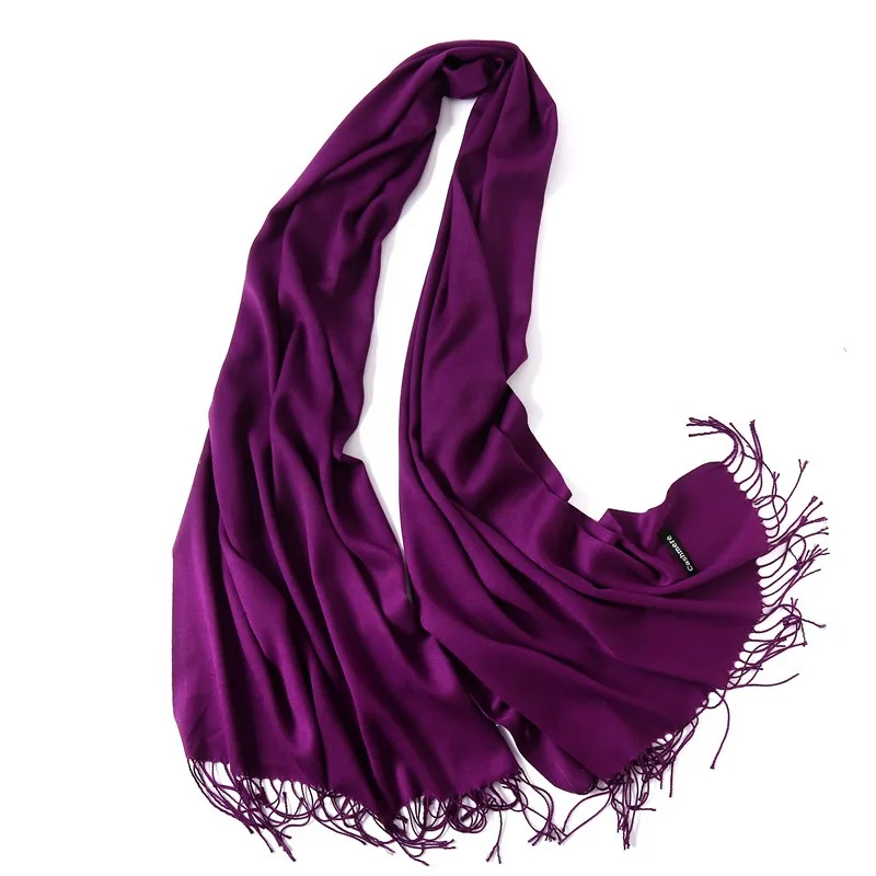 Wholesale Cashmere Scarf Stoles Winter Solid Wild Tassels Plain Dyed  Warm Shawl