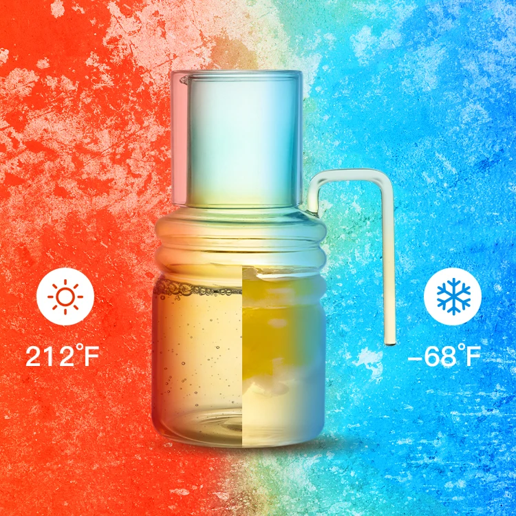 Clear Large Gallon Drink Handmade Borosilicate Cup Colored Carafe Glass Jug 2 Liter Water Pitcher with Lid and Spout