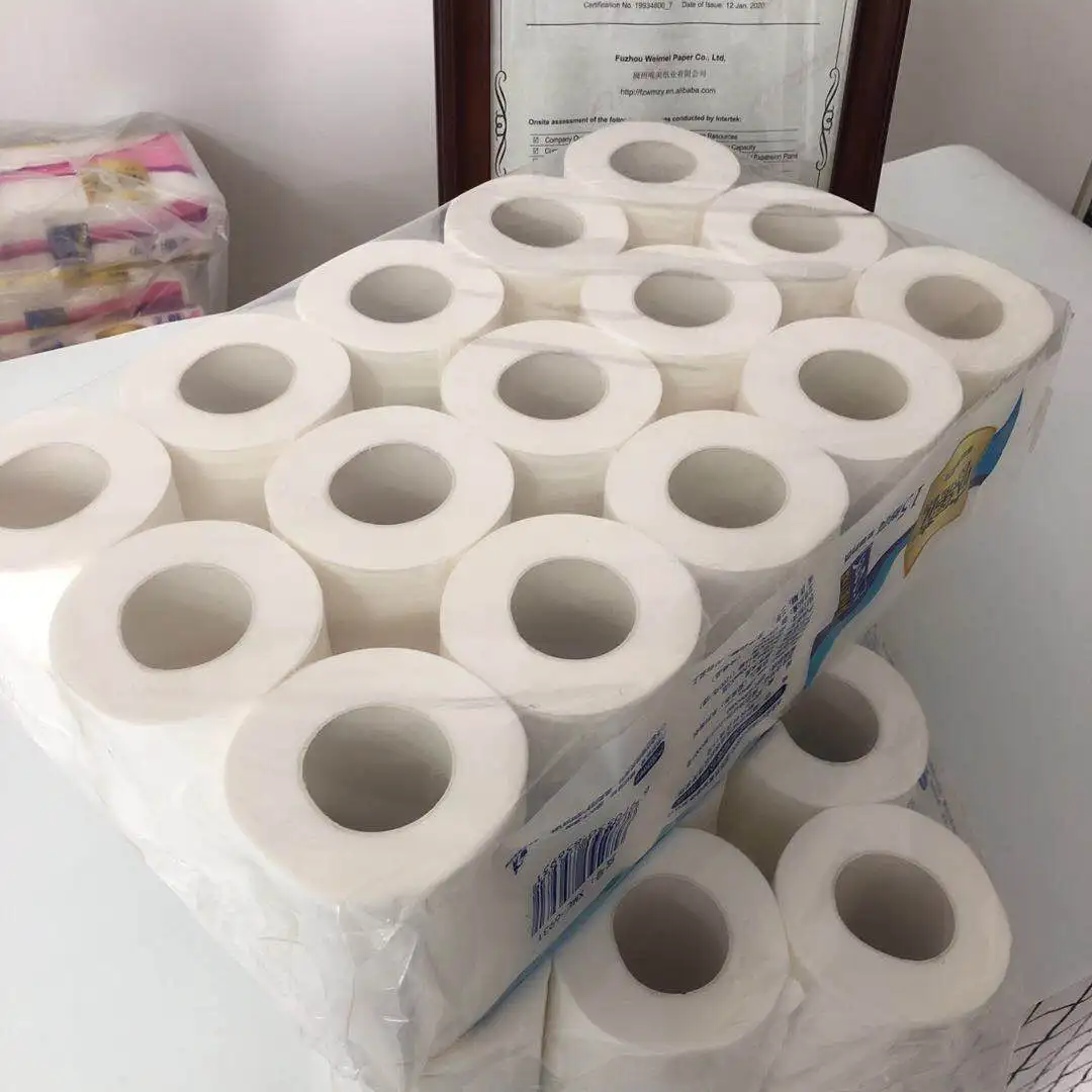 3/4 ply 100% virgin wood pulp Wholesale toilet paper hot selling toilet tissue custom logo OEM  bathroom tissue