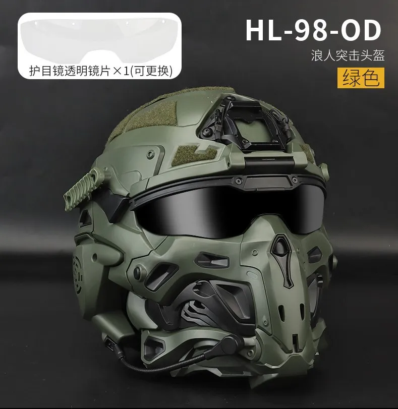 CS Tactical HELMET mask with radio mike earphone connect to walkie talkie PROTECTIVE Viso glass VERSION Equipment CS helmet