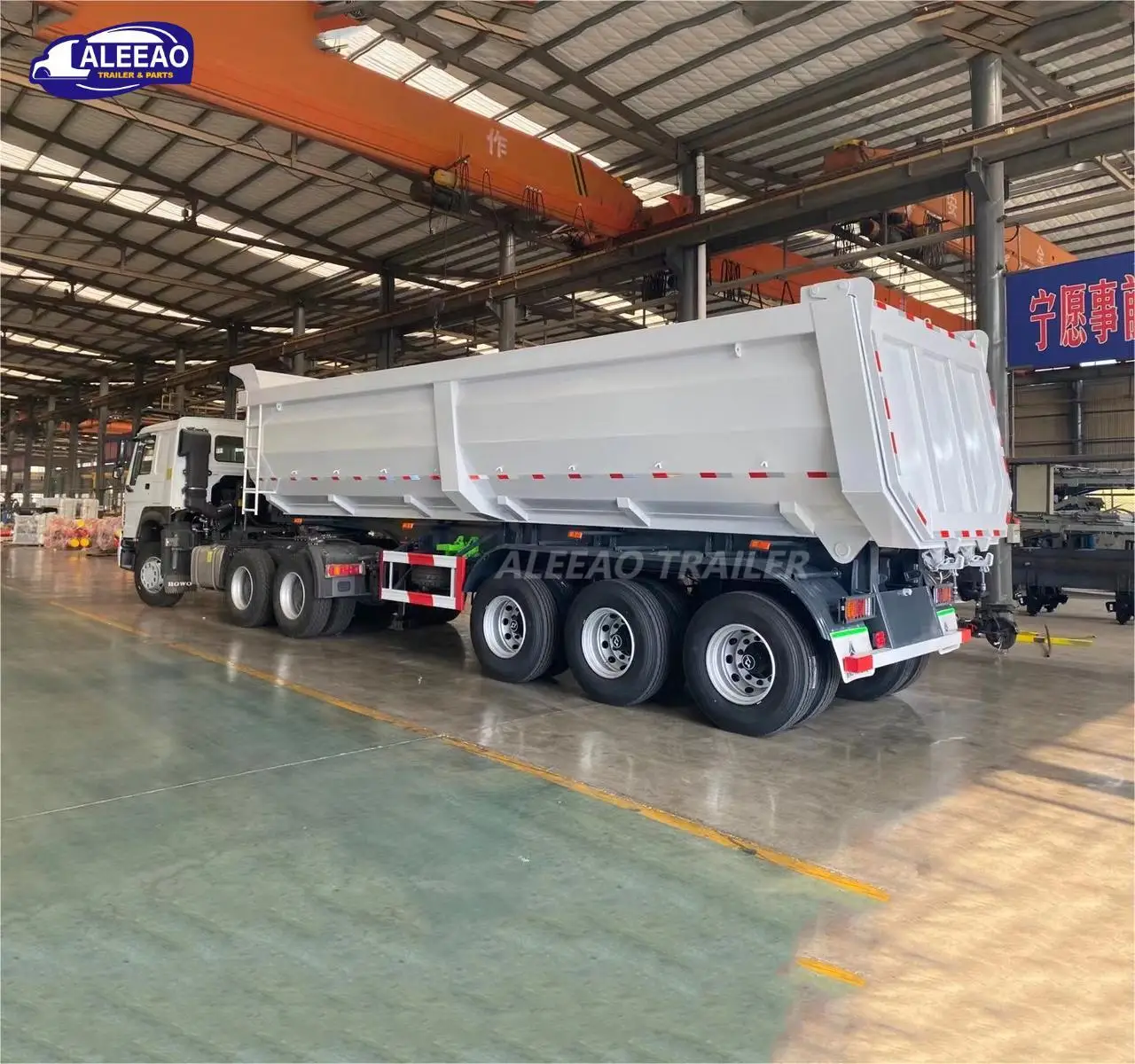 ALEEAO Hydraulic Tri-Axle U Shape End Tipper Semi-Trailer Dump Rear End Dump Semi Trucks Trailer For Sale