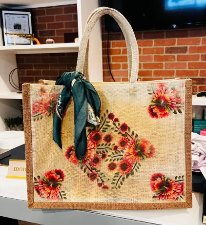 recycled Small Blank Canvas Gift jute Bag for Women Bridesmaid Wedding Burlap Tote Bag Mini Jute Canvas tote Bag with Handles