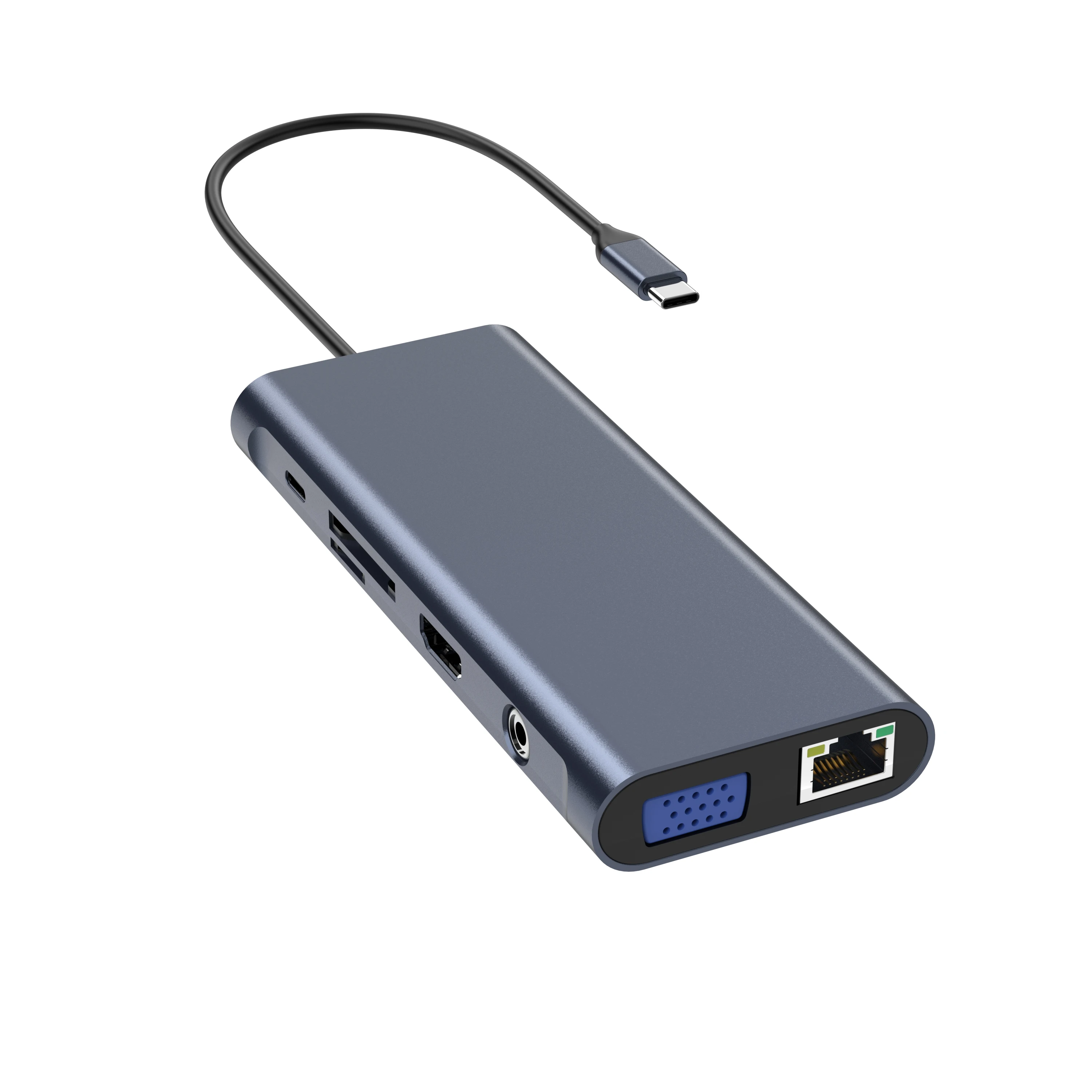 Док-станция HDTV 4K 60 Гц VGA PD USB 3,0 2,0 RJ45 3,5 мм аудио SD TF сплиттер usb c концентратор адаптер для ноутбука и телефона