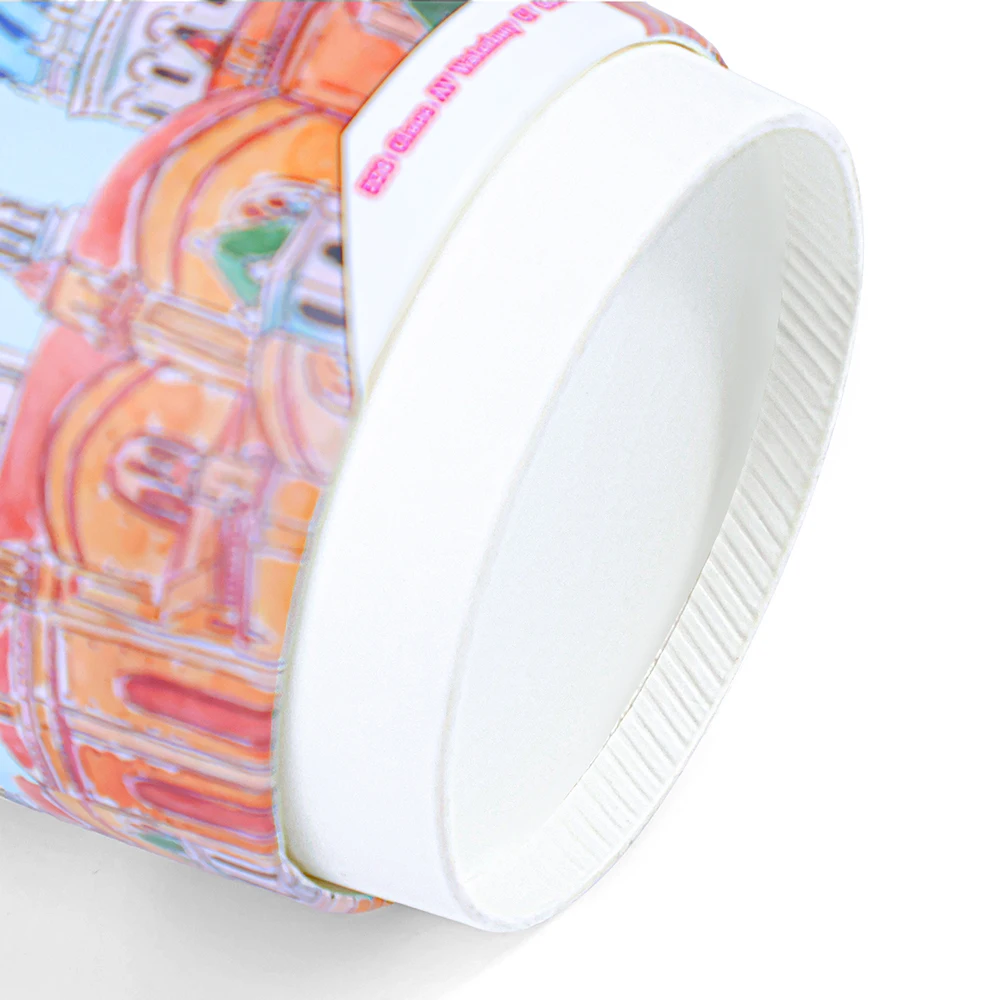 ZJPACK Recyclable custom disposable cups double wall coffee cups with lid custom size take away coffee cup