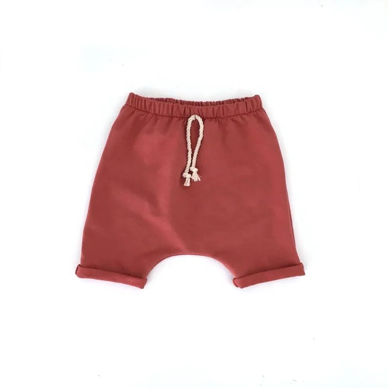 baby kid rolled up leg breeches terry cotton shorts toddler boys roomy harem shorts