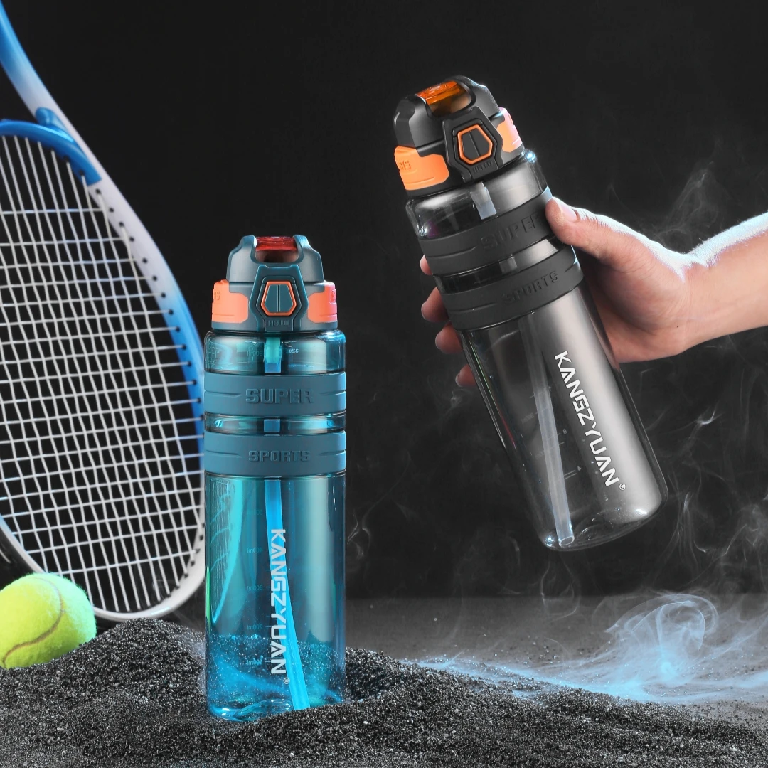 Patent Design Unique BPA Free 1000 ml Clear Plastic Double Drinking Kids Water Bottle