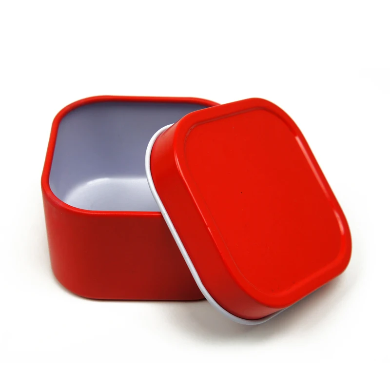 Manufacturer Metal Tinplate Pure Color 2OZ 4OZ 8OZ Square Slip Lid Tin can Headphone  Tin Box for Candle, Candy, Chocolate