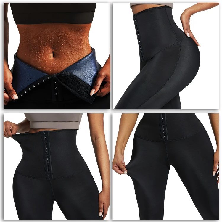 Custom Logo High Waist Neoprene Sauna Pants Women Fitness Lose Weight Tummy Control Waist Trainer Corset Leggings
