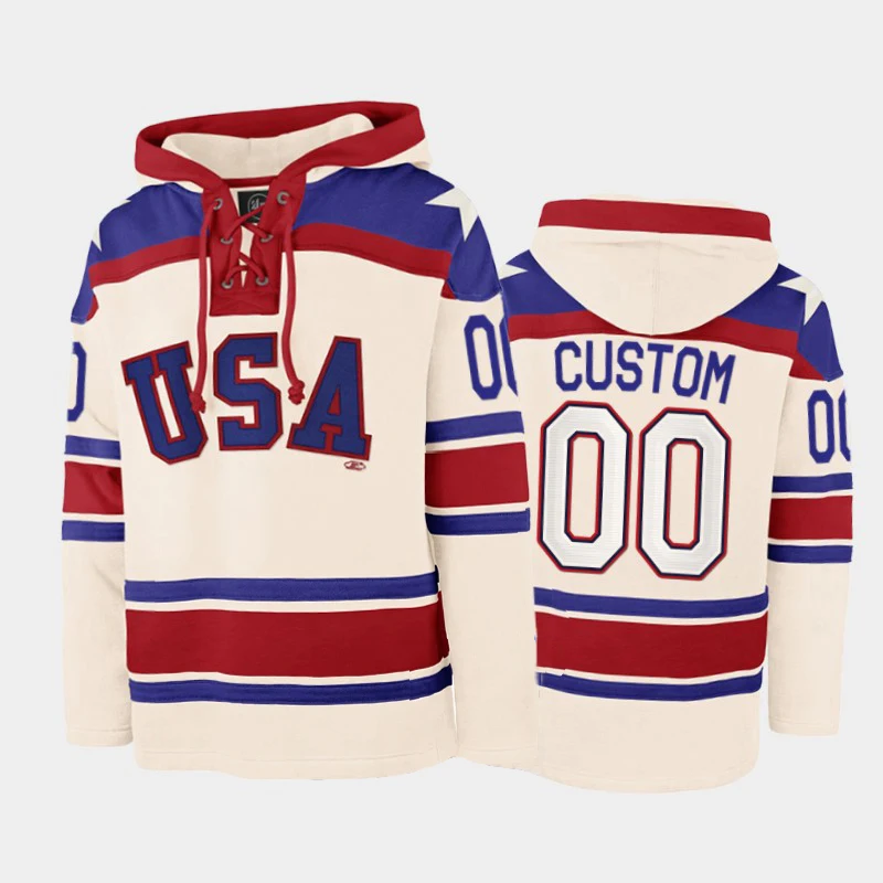 2021 Sportswear USA Hockey White #00 Hoodie Fashion Pullover Embossed Hoodie custom hockey Jersey