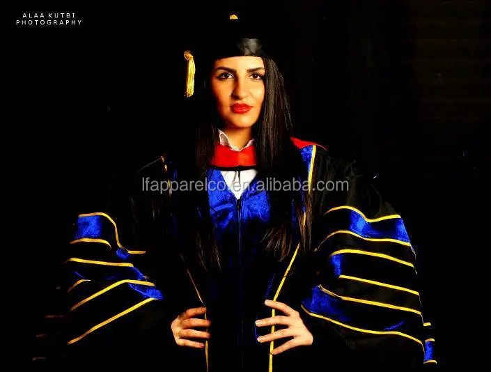 customized suit Doctoral Graduation Gown/PHD Gown/doctoral robe  plus size graduation gown