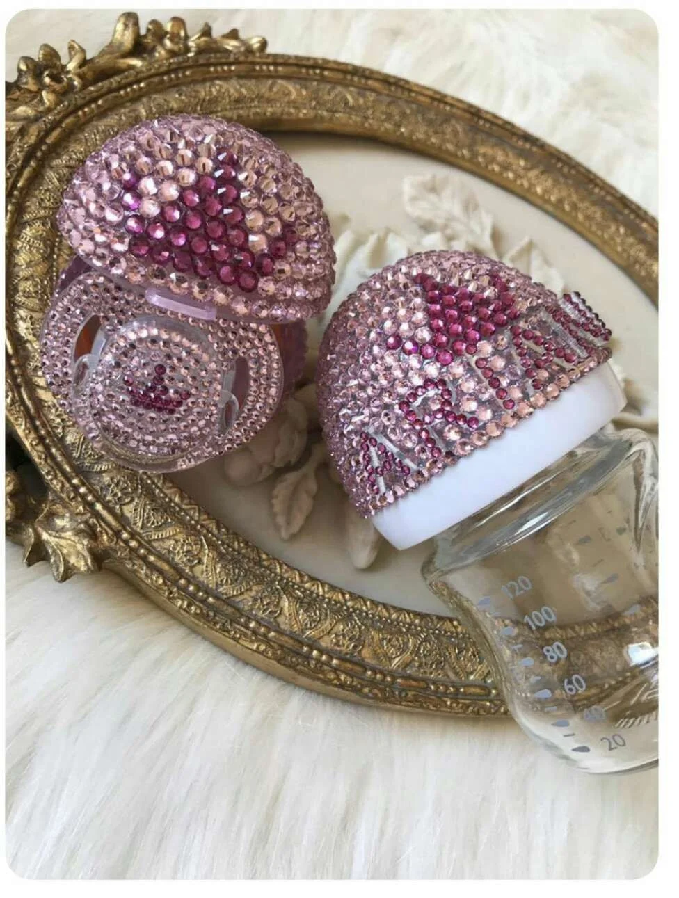 Baby Infant Glass BPA Free Milk Feeding Bottle With Diamond Crown Cup Cover Water Bottle