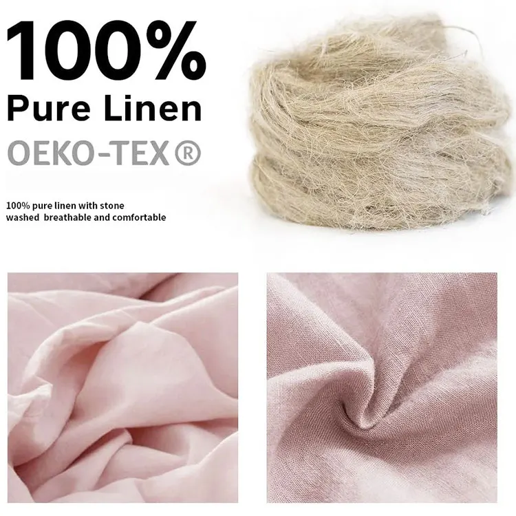 Hot Sale Textile Cheap Price Soft Comfortable Luxury Comforter Bed For Home Hotel White 100% Flax Single Bedding Linen Sheet Set