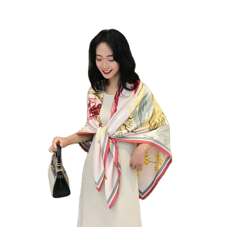 130 см квадратная шёлковая шаль с надписью сверхбольшой шарф подарок для женщин на любой сезон