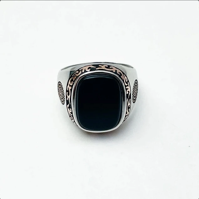 Black Onyx Ring Handmade Black Gemstone Turkish Jewelry Ring Waterproof Unisex Ring