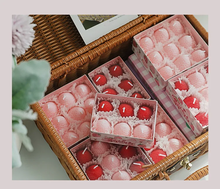 Birthday Gift Luxury Package Scented Pink Red 4 Pack 6 Pack 9 Pack Strawberry Scented Candle Gift Set