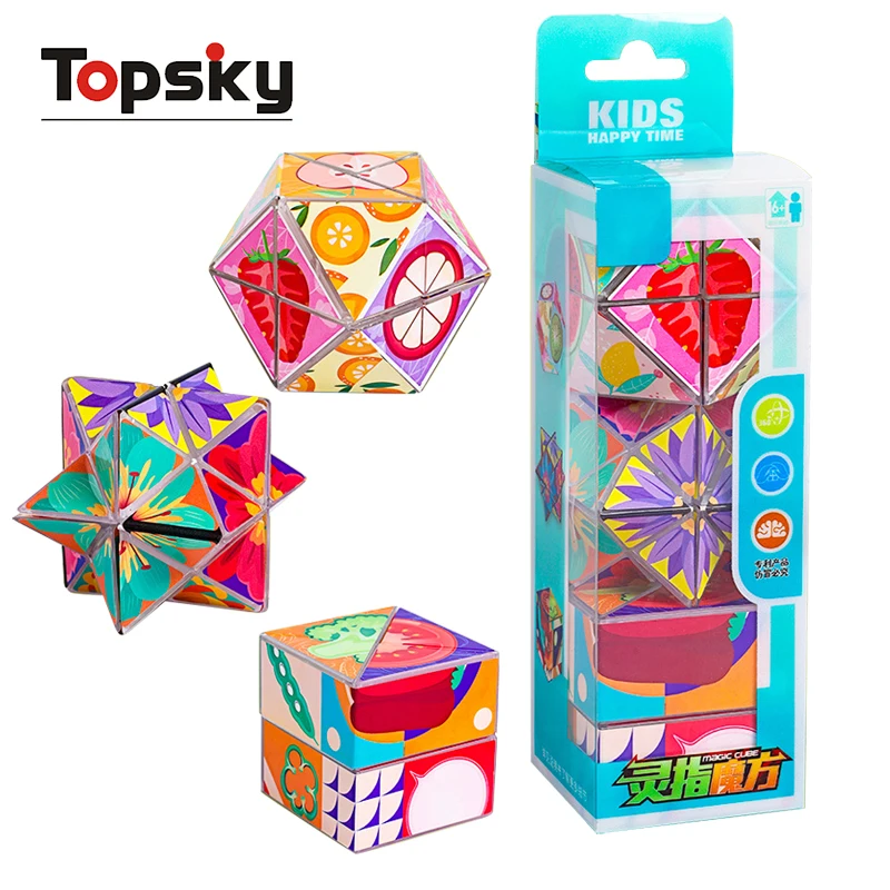 Creative Education 3D Changeable Magnetic Magic Cubes Puzzle Fidget Toys Colorful Folding Puzzle Cube Plastic Toys For Kids