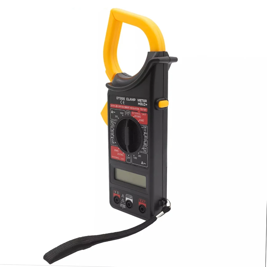 3 1/2 digits LCD with a max reading of 1999 DT266 Digital Clamp Meter Multi Tester for Measuring Voltage Resistance Current