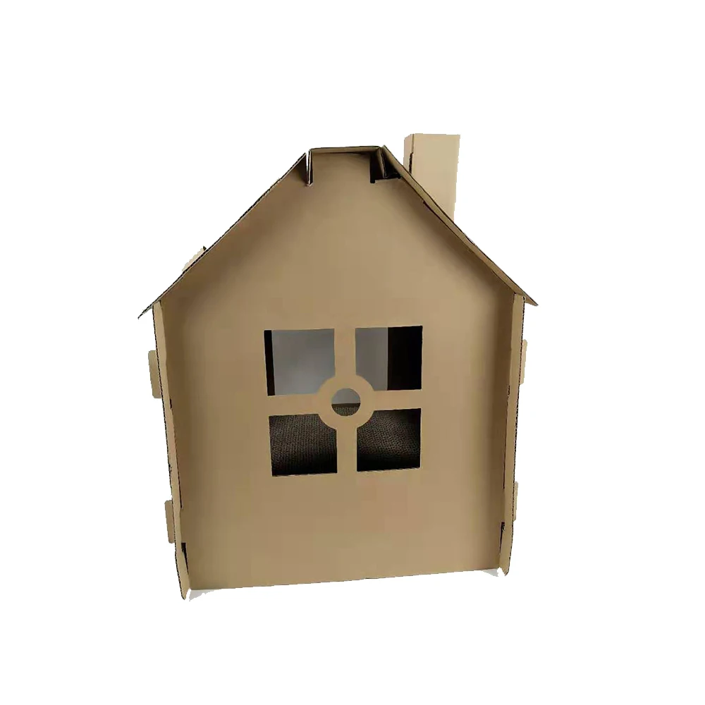 Modern Portable Foldable Corrugated Cardboard Cat Scratcher Box House