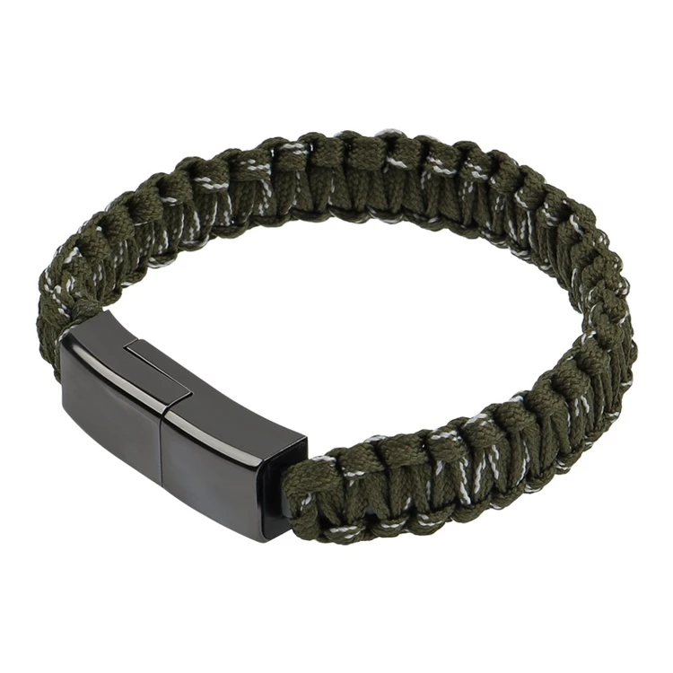 2022 handmade woven usb c coiled parachute cord cable  bracelet Usb Charging Cable for android micro for vodex