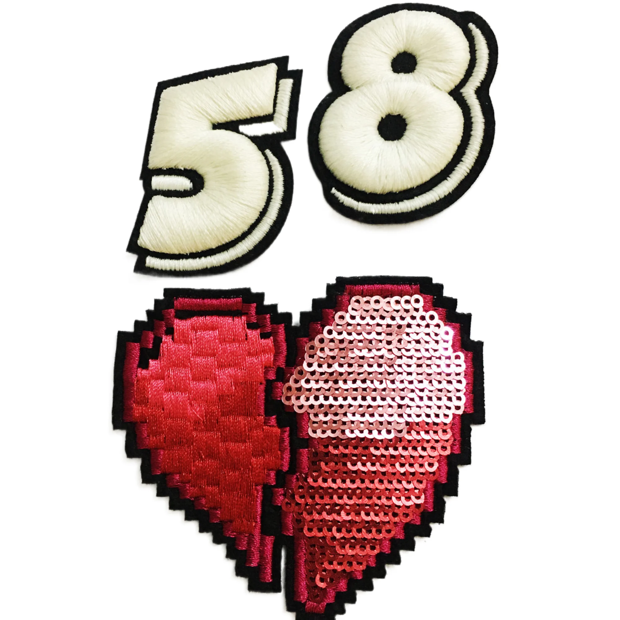 Customize Fluorescent thread 3D embroidery letters patches zero to nine