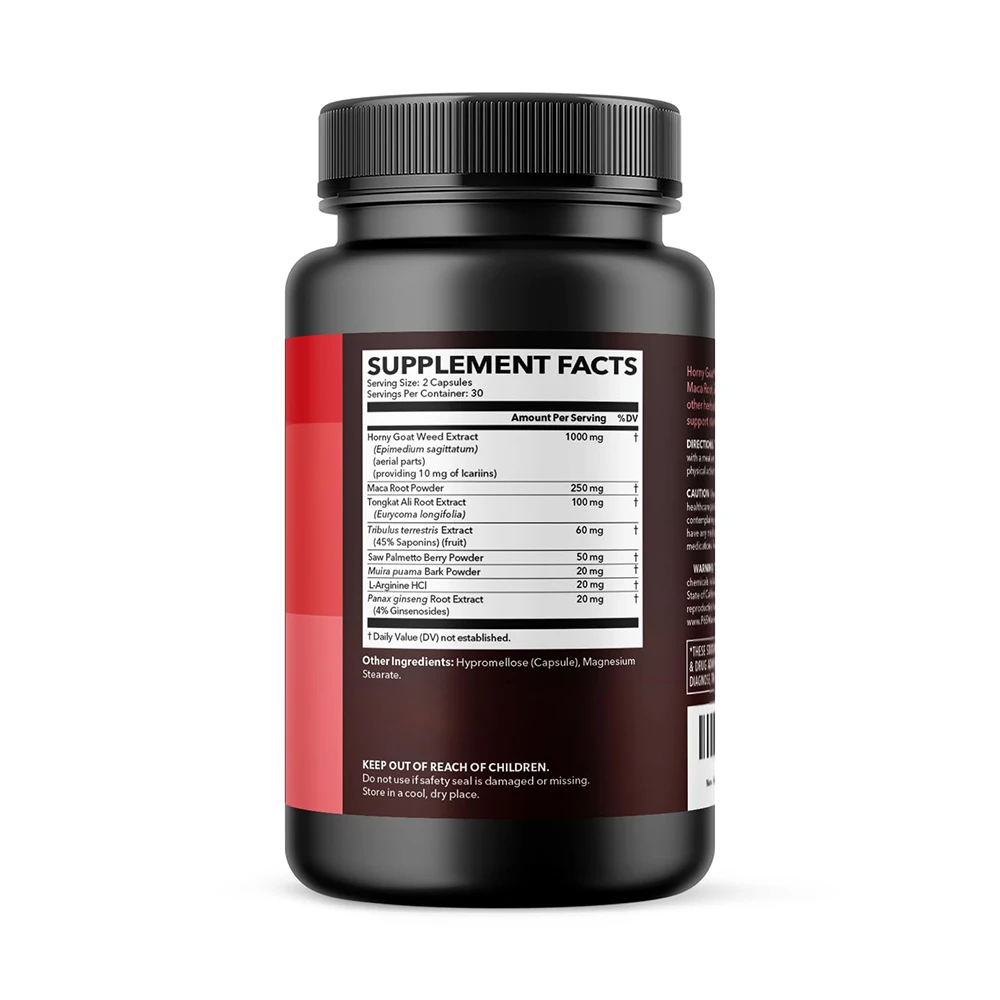OEM Support Energy Muscle Horny Goat Weed Powder with Maca Organic Strong Man Powder High Potency Horny Goat Weed Capsules