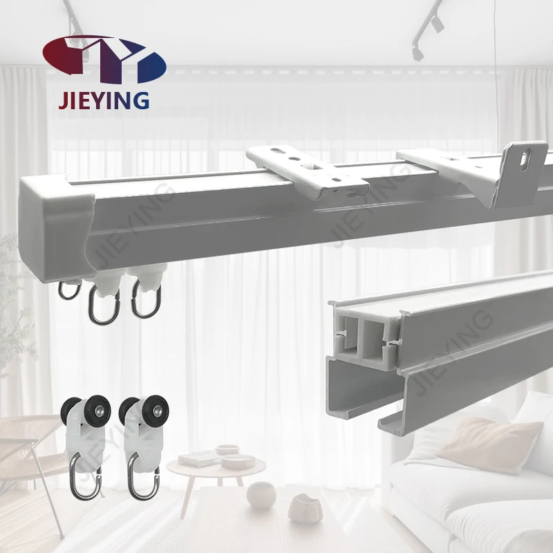 Jieying Flexible Heavy Square Jumbo Track Wave Pleat Curtain Rail Track with Wave Tape Accessories