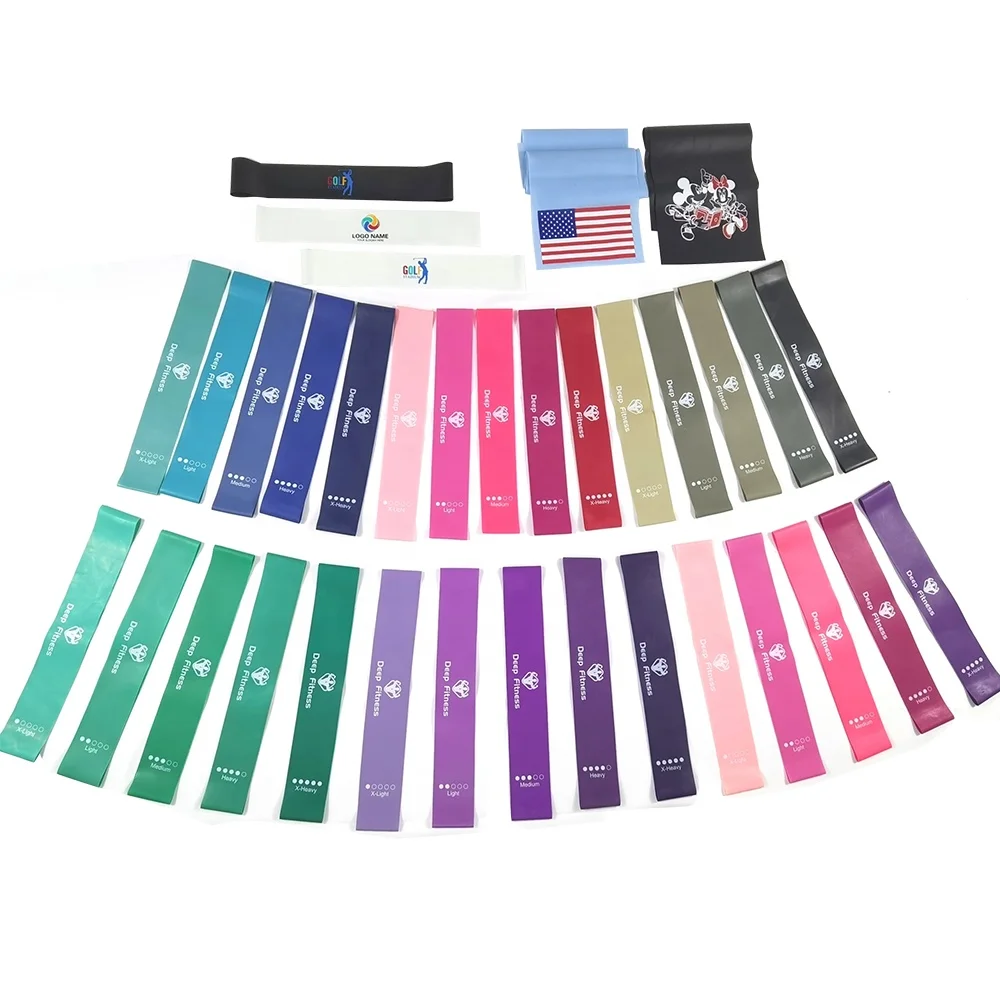  Custom printed 12 inch Latex Exercise bands/ Yoga Workout Resistance loop Bands/ Fitness Elastic booty