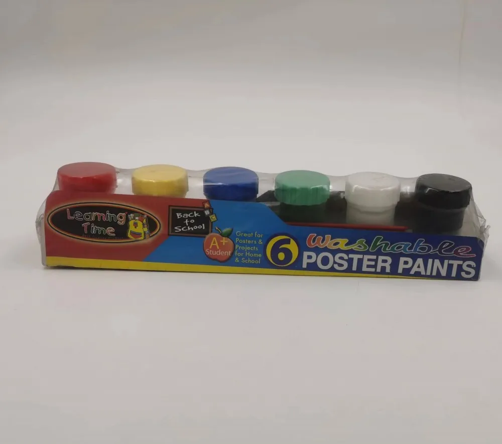 6/12 pcs Poster Paint acrylic paint finger paint Set 3/4 Ounce 6 Bright Colors 0.75 Fl Oz (Pack of 6)
