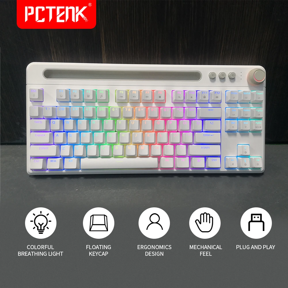 Mechanical anti-ghost Led Rgb Usb Gaming,Backlit Pc Peripherial Dual Wireless Wired Battery 3000 mAh Rechargeable keyboard