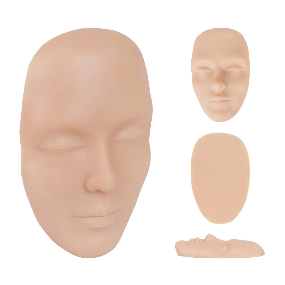 Nice Wholesale Permanent Makeup 3D Realistic Mannequin Head Tattoo Silicone Full Face Skin Pads for Microblading Practice Skin