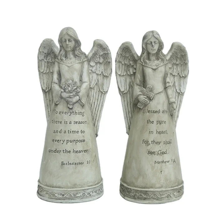 Customized White Girl Angel hug the rabbit Figures Adorable Angel Sculpture Resin Cherub Figurine Angel Garden Statue