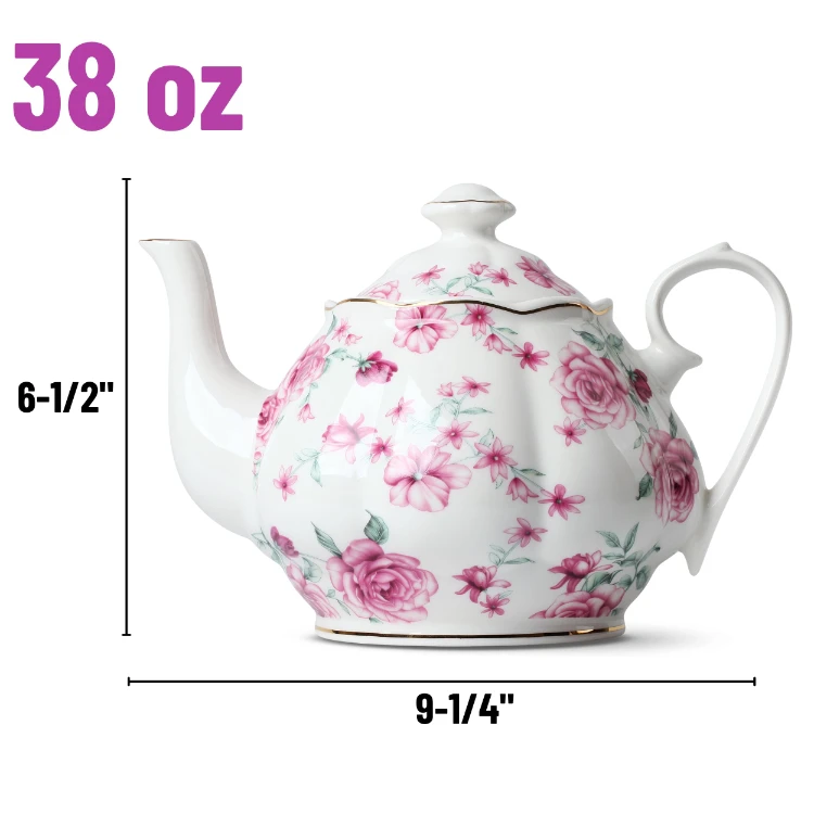 Attractive Price New Type Loose Tea Cup Ceramic Bone Porcelain Flower Tea Pot For Tea Party