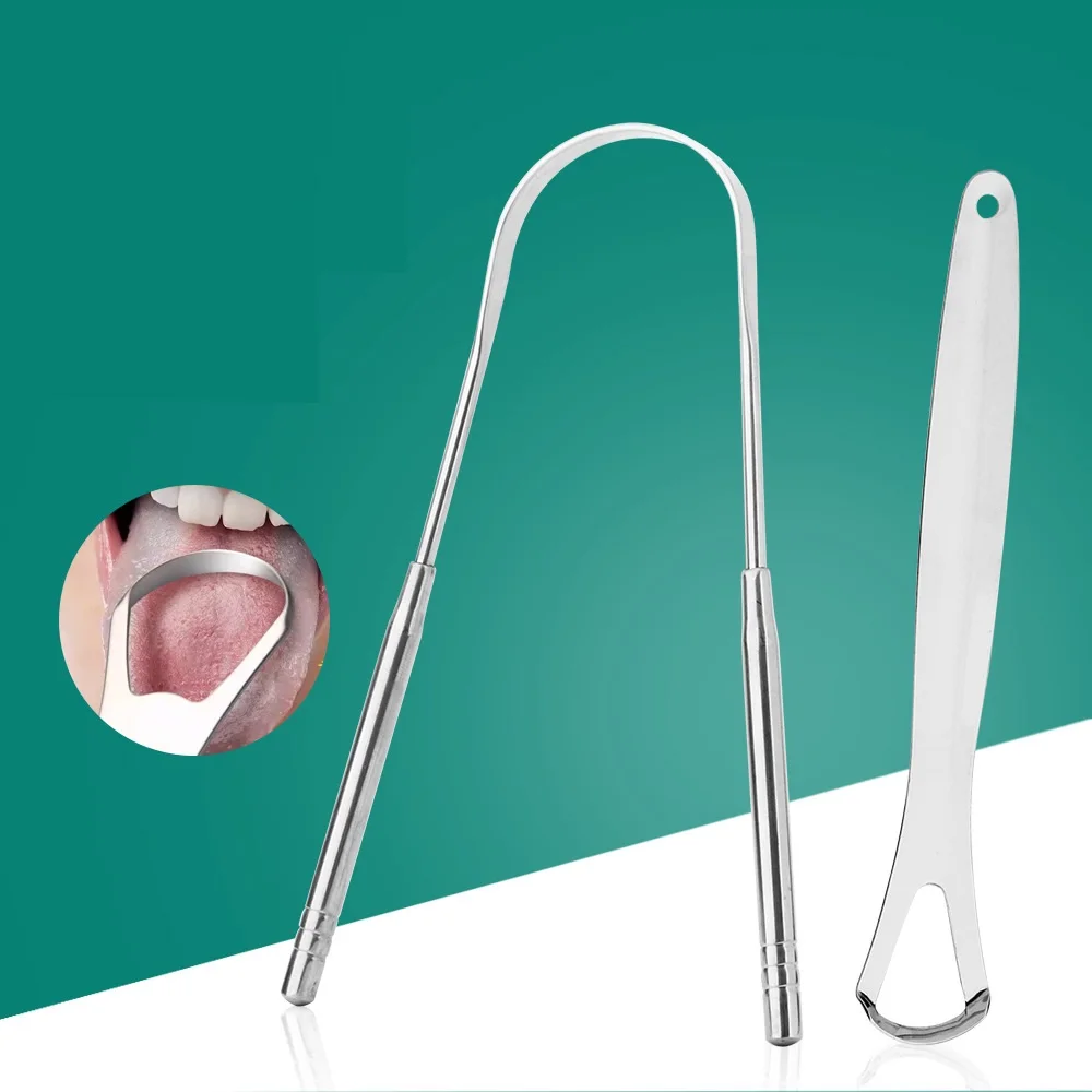 High Quality Metal Tongue Scrapper Gratte Langue Custom Logo Stainless Steel Tongue Cleaner Scraper for Adults
