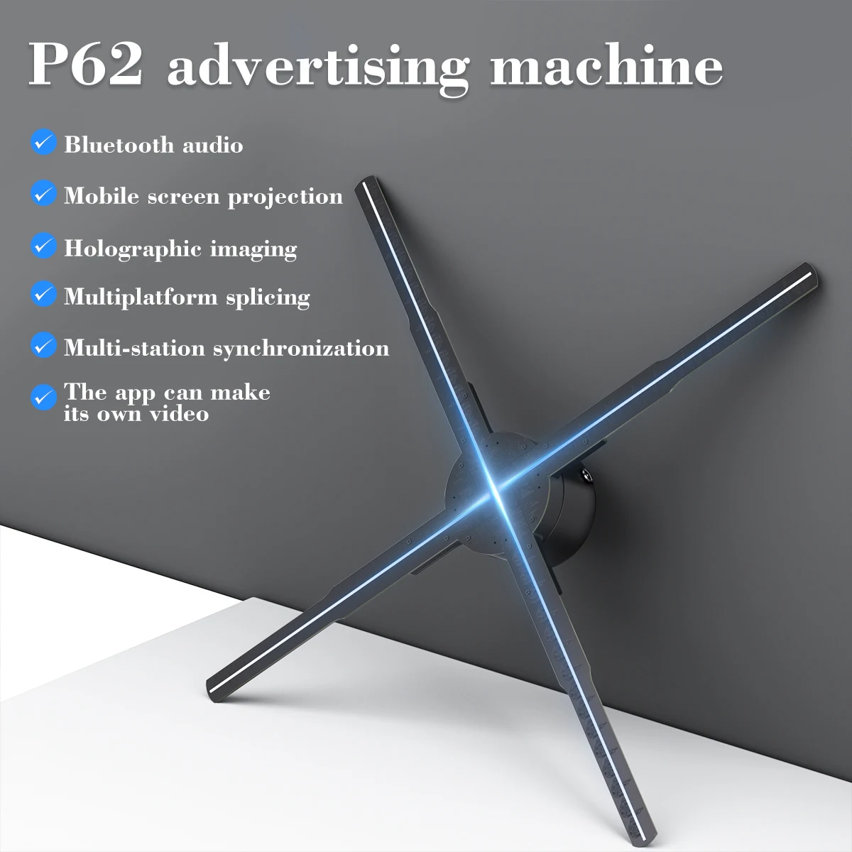 Online retailer 3D hologram cool stereo naked-eye projection advertising player 62cm floating imaging display