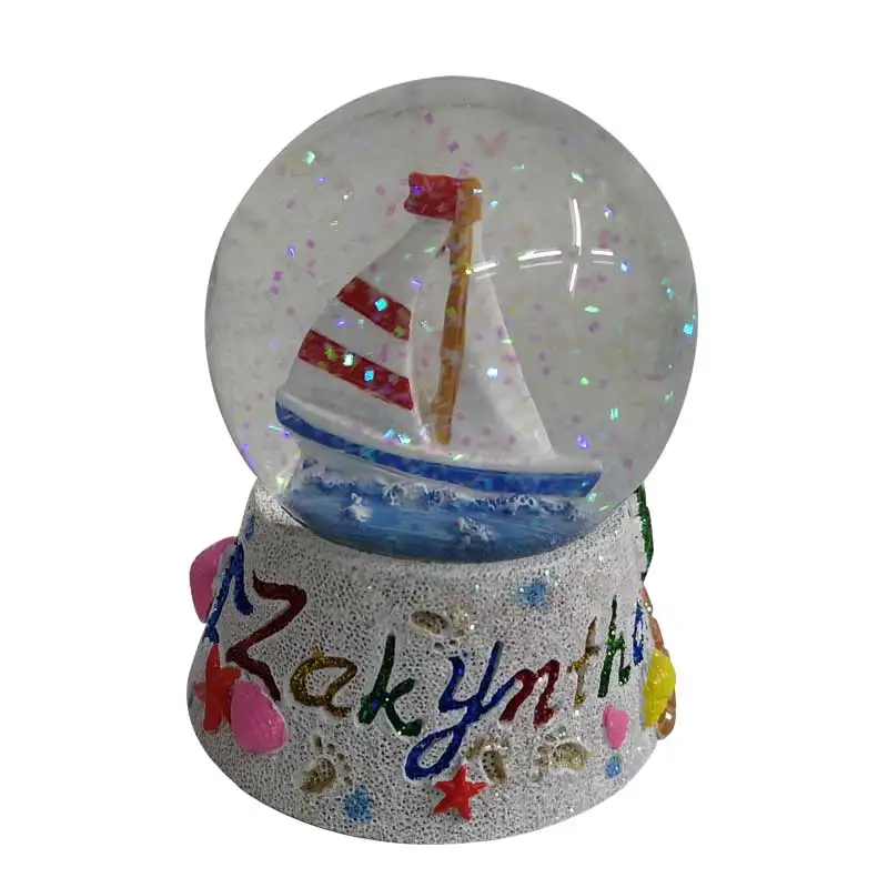 High Quality Country Building Souvenir Design Promotional Gifts Resin Crafts Custom Water Globes With Ocean Scene