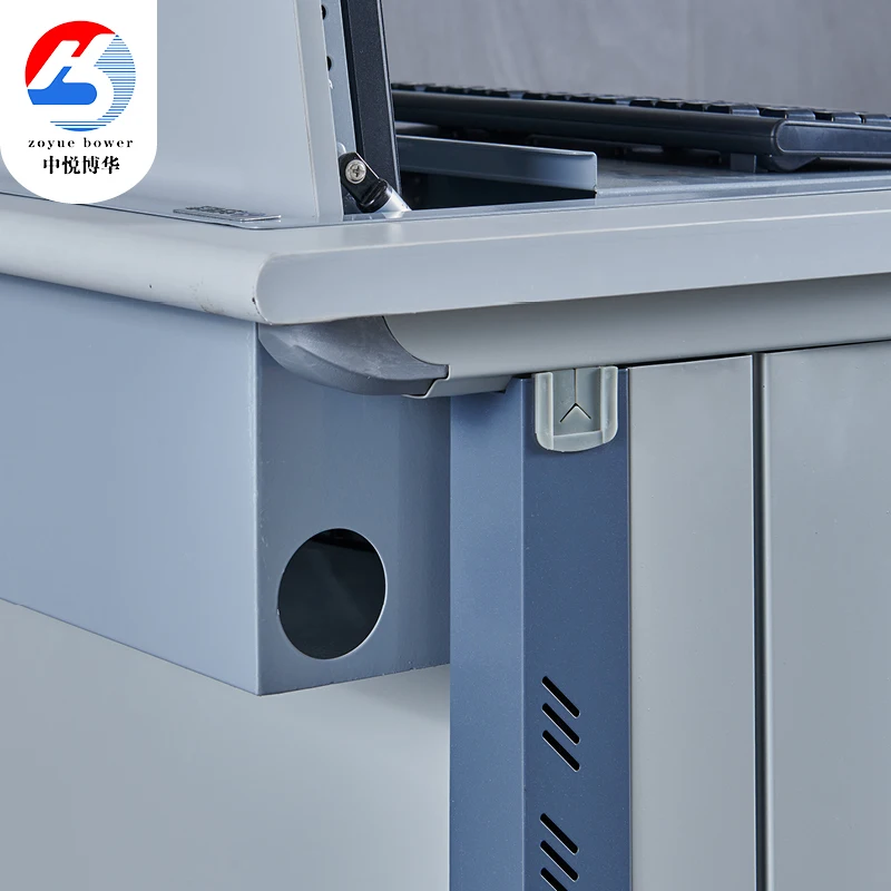 Classroom Cold Rolled Plate Recessed Monitor Flip up Computer Desk