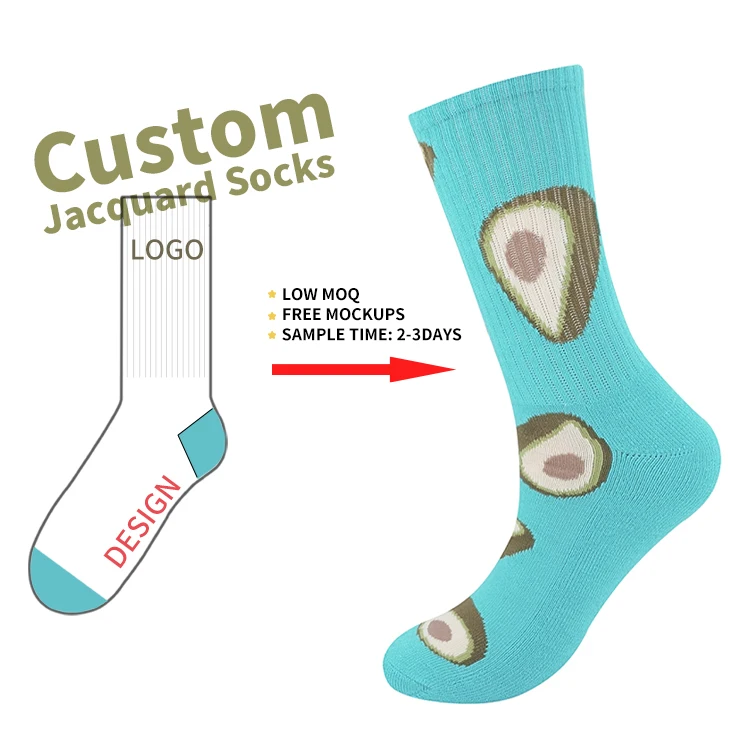 high quality best sale fruit socks manufacture self design fun casual socks fruit free mock-up